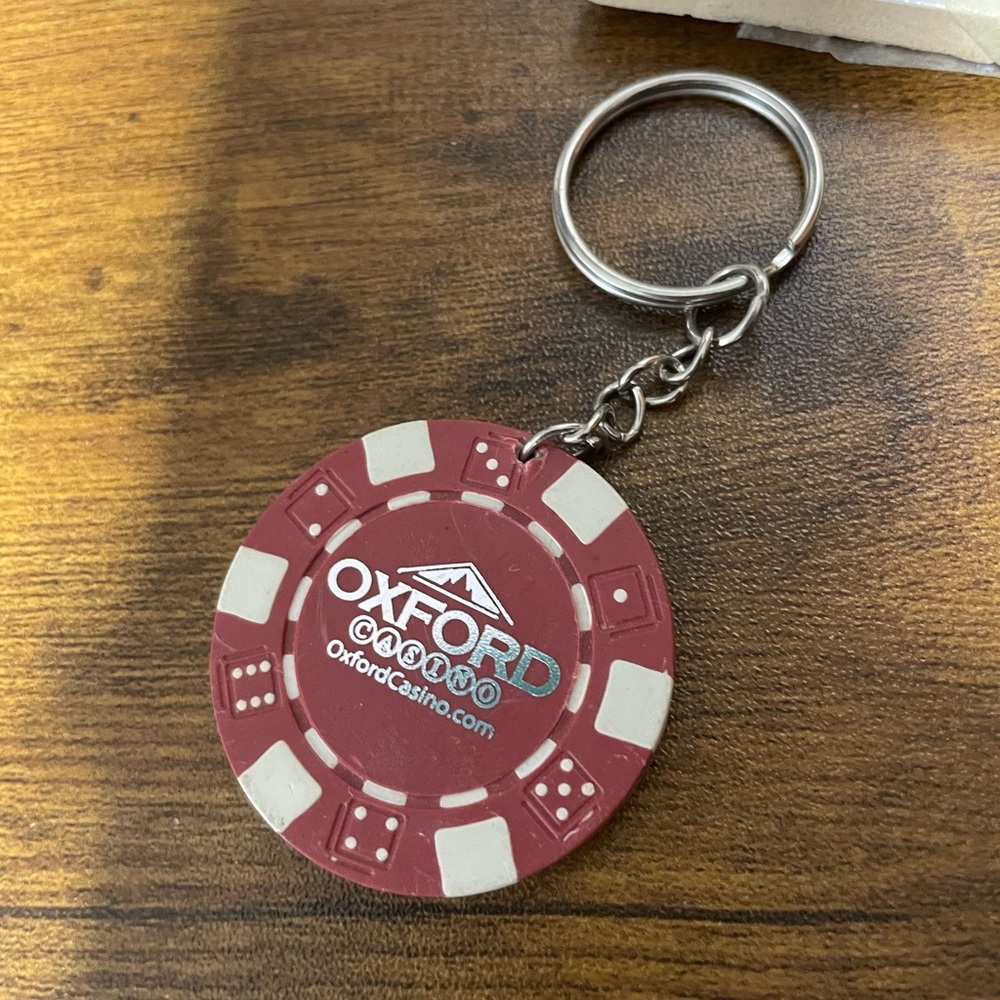 Red Poker Chip Keychain Oxford casino poker chip